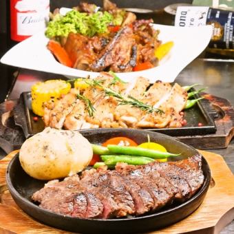 平日 ■【期間限定！肉類博覽會】特製牛肉、豬肉、雞肉燒烤套餐2.5小時無限暢飲5,000日元⇒4,380日元