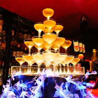 ■Weekdays■ [Private only] ≪Luxurious LED champagne tower♪≫ 3 hours all-you-can-drink & 8 dishes 4,000 yen ⇒ 3,780 yen
