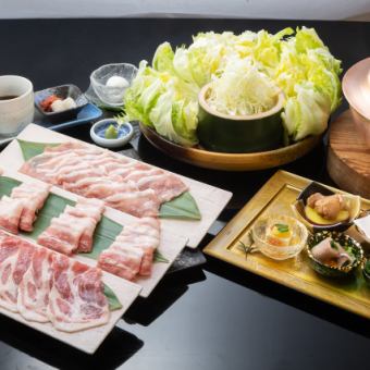 『スギモト商標登録商品』尾州豚と黒毛和牛霜降り肉しゃぶしゃぶコース 6000円(税込)