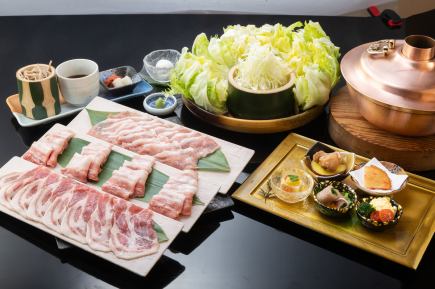 『スギモト商標登録商品』尾州豚と黒毛和牛霜降り肉しゃぶしゃぶコース 6000円(税込)