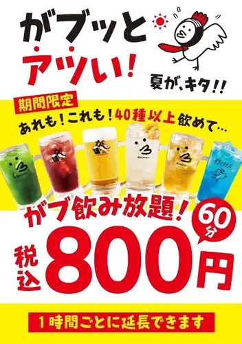 ＜日~木限定＞飲み放題プラン【全50種以上飲み放題！】生ビール込60分飲み放題800円