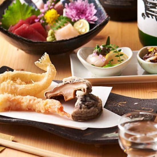 "Sakiiki" where you can enjoy special dishes such as sashimi and meat dishes, as well as the famous tempura made from carefully selected ingredients.