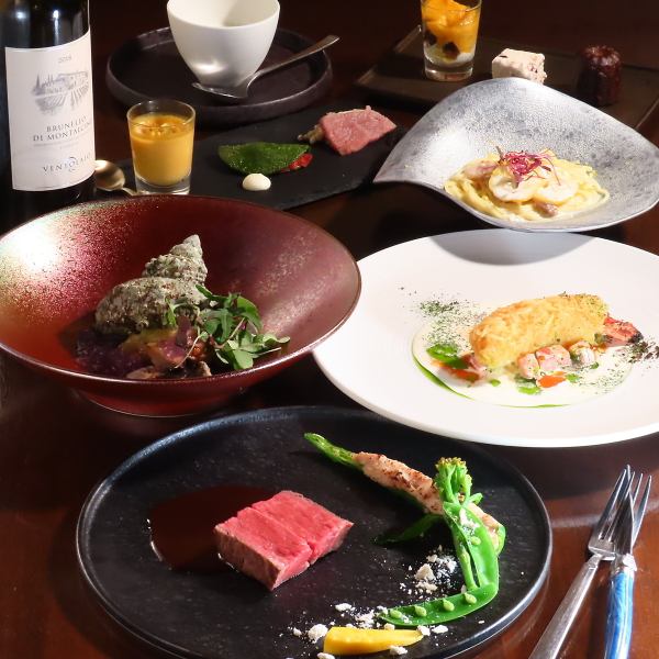 【8月コース】黒毛和牛リブロース,マナガツオとポルチーノ茸のヴィエノワーズなど全8品8800円(税込)