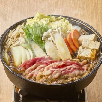 【春の宴3/1～5/24】牛すき焼き鍋コース　全8品＜2H飲み放題付＞　4,500円