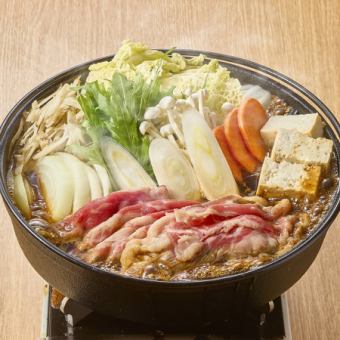 【春の宴3/1～5/24】牛すき焼き鍋コース　全8品＜2H飲み放題付＞　4,500円