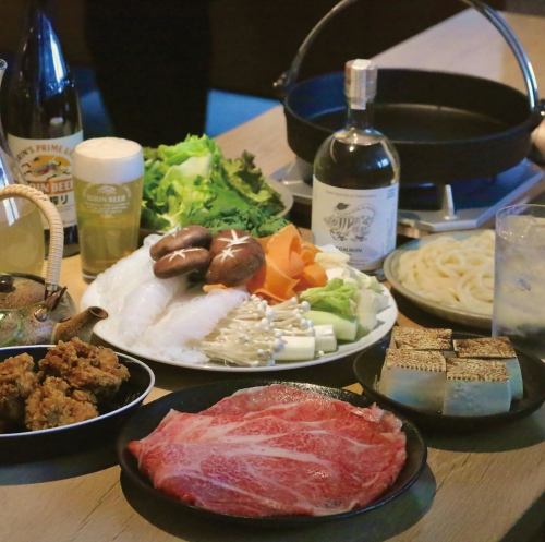 【贅沢!!】黒毛和牛 すき焼き鍋コース ~飲み放題付き~