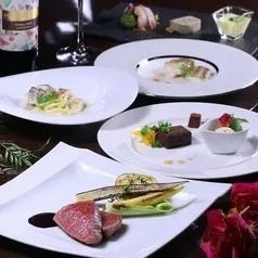 使用大量时令食材烹制的招牌全套餐