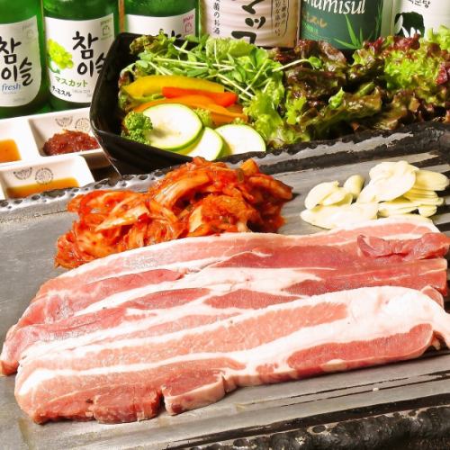 ◆Single item or all-you-can-eat?◆Samgyeopsal set for 1 person 660 yen♪