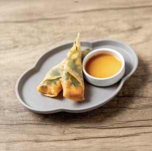 Shrimp, shiso and cheese spring rolls