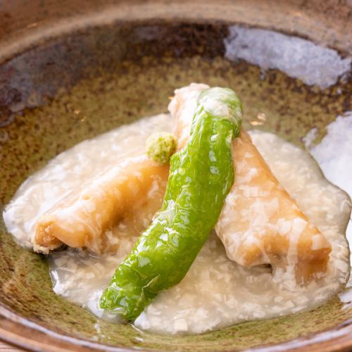 Fried seasonal fish with yuba bean paste