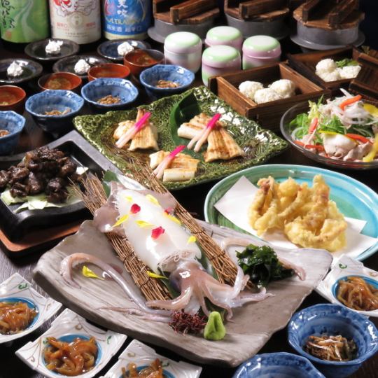 【오징어 모습 만들기 만족 코스】요리만 전 11품 시마네현 오키군에서 산지 직송!6000엔(부가세 포함)