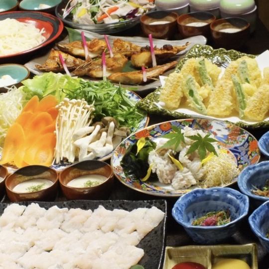 【타츠토 뱃코스】계절의 식재료를 사용한 호화 코스 전10품 6000엔