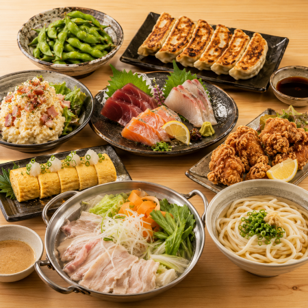 【餃夢中定番コース】当店自慢の夢餃子ともつ鍋！2時間飲み放題付き7品3500円