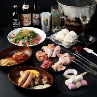 【国産地鶏の鶏尽くし炭火BBQコース】鶏好き必見◎鳥取県産大山どり厳選部位5種を満喫＜全14品＞