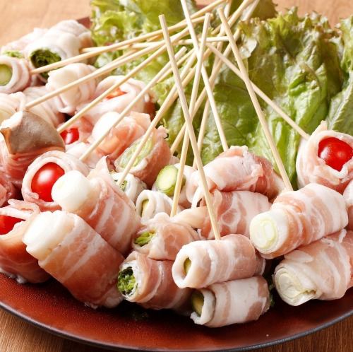 流行りの肉巻き串を旬な野菜をお好きなチョイスで