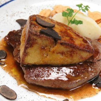 Beef fillet and foie gras steak truffle sauce, Rossini style
