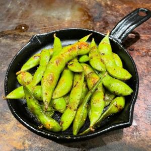 Edamame on a hot plate