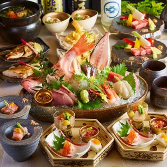 【３H飲放】海鮮こぼれ盛り×サーモンハラスや鮮魚のお造り3種盛り「蒼海」全9品5420円⇒4500円
