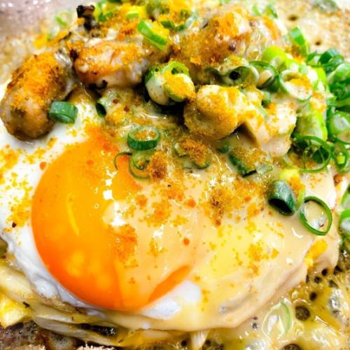 牡蠣とねぎのクリームソース　カラスミ仕立て