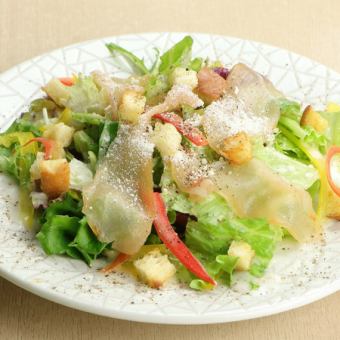 Japanese-style salad with raw chicken ham ~Scent of green shiso~