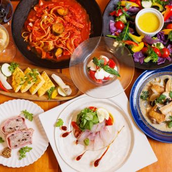 【料理のみ】ローストビーフやパスタにデザートが付いた女子会コース
