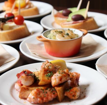 【おつまみコース】　3500円（税込）自慢のおつまみ１2品タパスコース