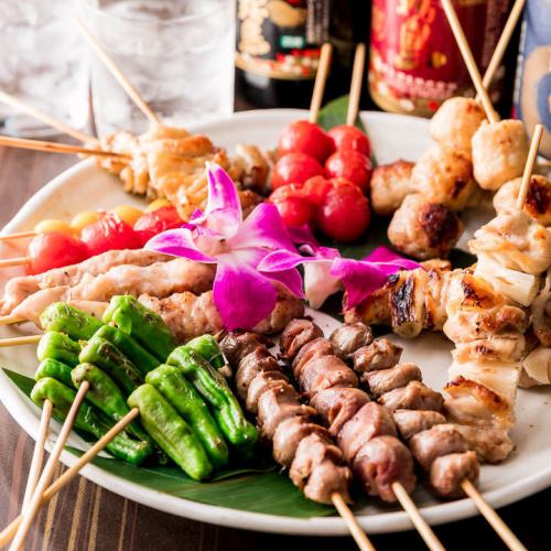 Authentic yakitori grilled by craftsmen