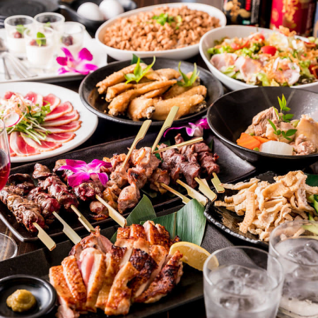 [4,000 yen (4,400 yen including tax) with 2 hours of all-you-can-drink] 8 dishes including authentic yakitori, sashimi, kakiage, etc. + all-you-can-drink with draft beer