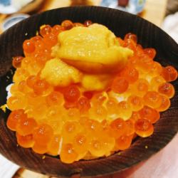 Sea urchin and salmon roe bowl