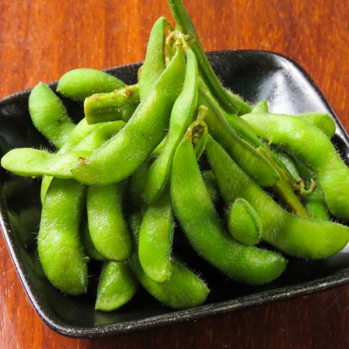 Green soybeans with branches