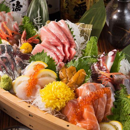 ■ 2 hours all-you-can-drink "Seaside Course" Sashimi, seasonal seafood chirashi, and grilled local chicken <7 dishes total> 4200 yen ⇒ 3500 yen