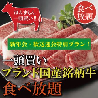 【新年会・歓送迎会限定！】120分飲み放題付！ブランド牛食べ放題コース7700～11000円(税込)