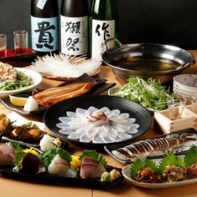 日本酒50種飲み放題【プレミアム蔵コース】全9品！生蛸しゃぶしゃぶや、鮮魚4種盛り付き♪