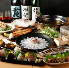 日本酒50種飲み放題【プレミアム蔵コース】全9品!生蛸しゃぶしゃぶや、鮮魚4種盛り付き♪