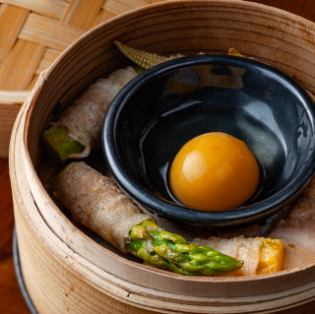 アスパラヤングコーンの肉巻き巣篭もり蒸し （6個）　