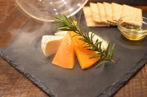 Assortment of 3 types of smoked cheese
