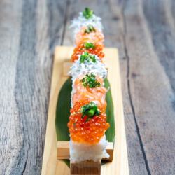 Seafood three-color long sushi