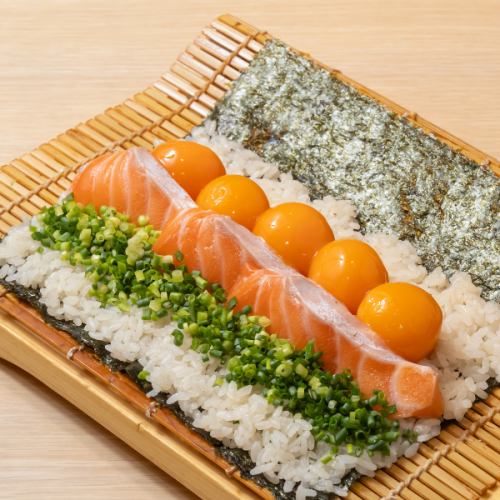 Gorgeous! Our most recommended roll with salmon and salmon roe