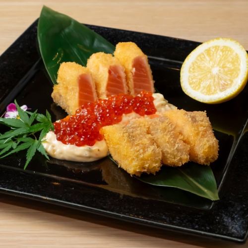 Thick salmon rare cutlet