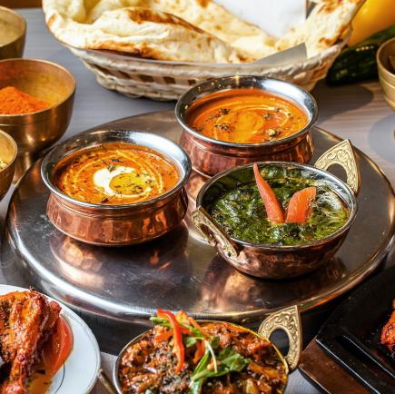 【2時間食べ飲み放題付き】本格スパイスカレーとナンが食べ放題！アジアン料理堪能コース3200円