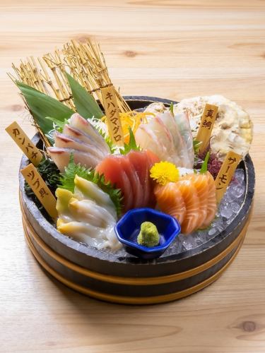 使用瀨戶內產魚製成的新鮮生魚片。