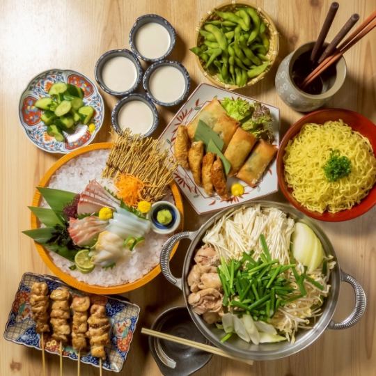 Chef's carefully selected sashimi platter with 4 kinds! Shoemon's specialty chicken salt chanko hotpot! 9 dishes in total + 120 minutes of all-you-can-drink included 6000 yen ⇒ 5000 yen