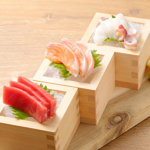 Assortment of 3 types of recommended sashimi