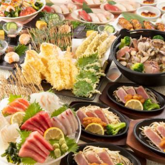 [Uraka] 9 dishes including fatty tuna and lean sashimi, tuna belly steak, and Joshu shamo (Japanese turtle) + all-you-can-drink for 6,000 yen
