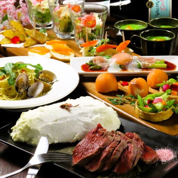"Sunday to Thursday" Women only 2 hours → 3 hours all-you-can-drink ★ 9 dishes including red meat and your choice of dessert 5,300 yen → 4,300 yen ★