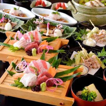 ■2.5H飲み放題付　お造り3種盛合せと和牛とろゆっけ寿司の 【宴会コース】 4,500円 全9品◎