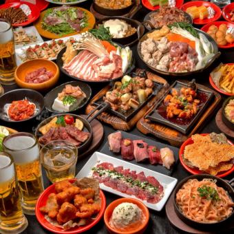 5組限定！3時間全100品食べ飲み放題『6種の肉寿司+焼鳥+おつまみコース』3H飲み放題付 3500円！