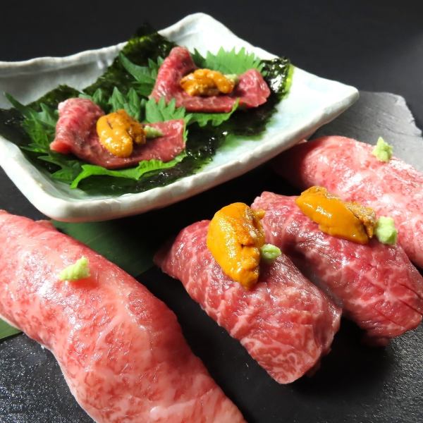 【ぶるまる名物】肉寿司＆うにく巻き