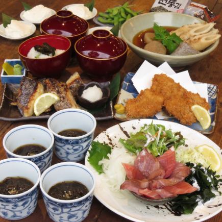 菊松屋の豪華！【2時間飲み放題付】ご宴会、お料理8品「おでん/お刺身/他」