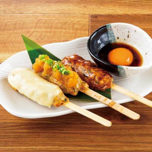 Assortment of 3 kinds of Joshu Shamo Meatball Skewers